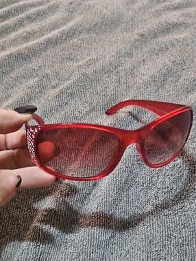 Italian Design Red Crystal-Accent Women's Sunglasses